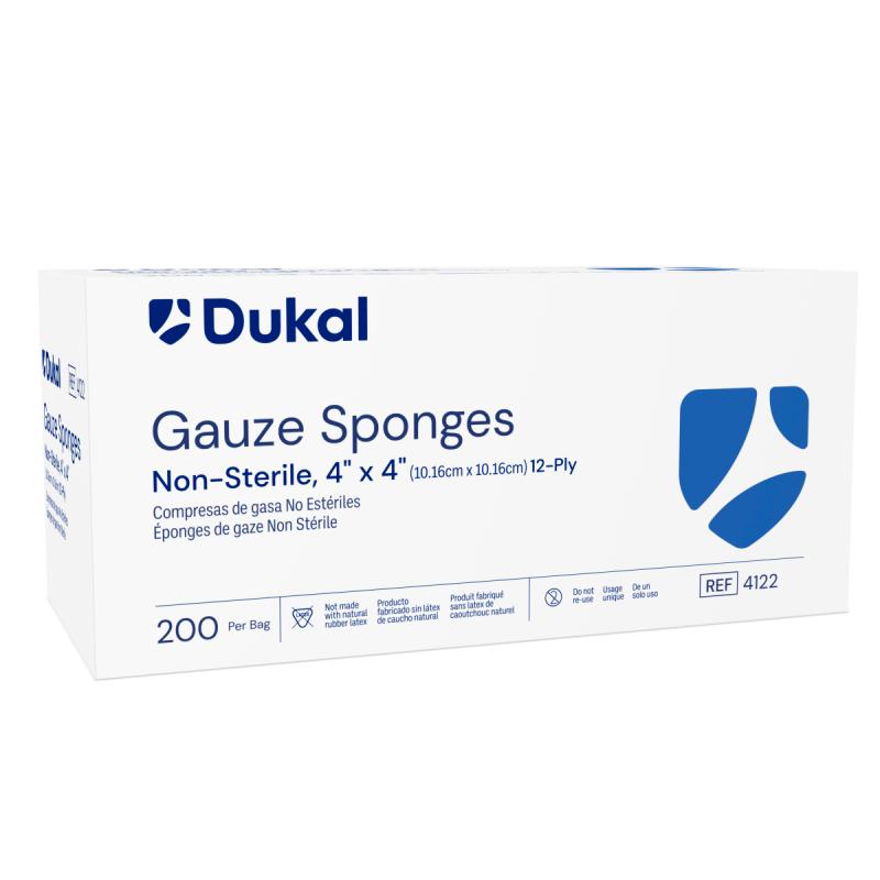 Dukal Non-Sterile Gauze Sponges 12-Ply 4 inch x 4 inch medical supply
