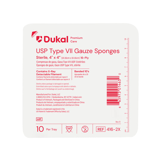 Dukal Premium Care Sterile X-Ray Detectable Gauze Sponges 16-Ply 4 inch x 4 inch medical supply