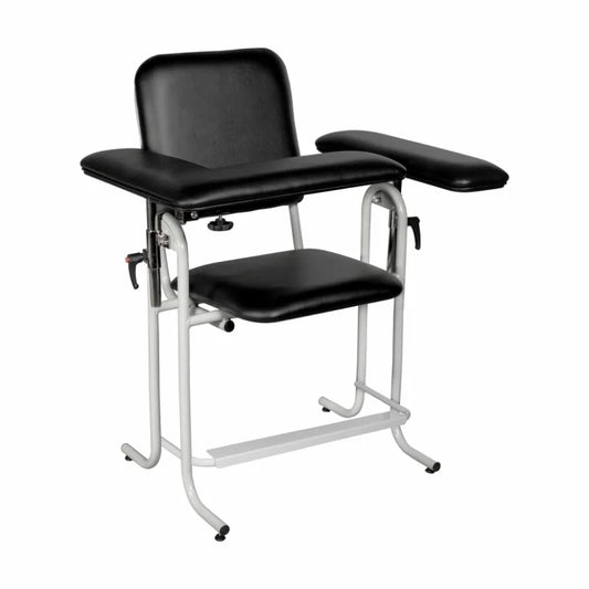 Blood Draw Chair, Tall, Upholstered, with Flip Arm (4383F-BLK), Black