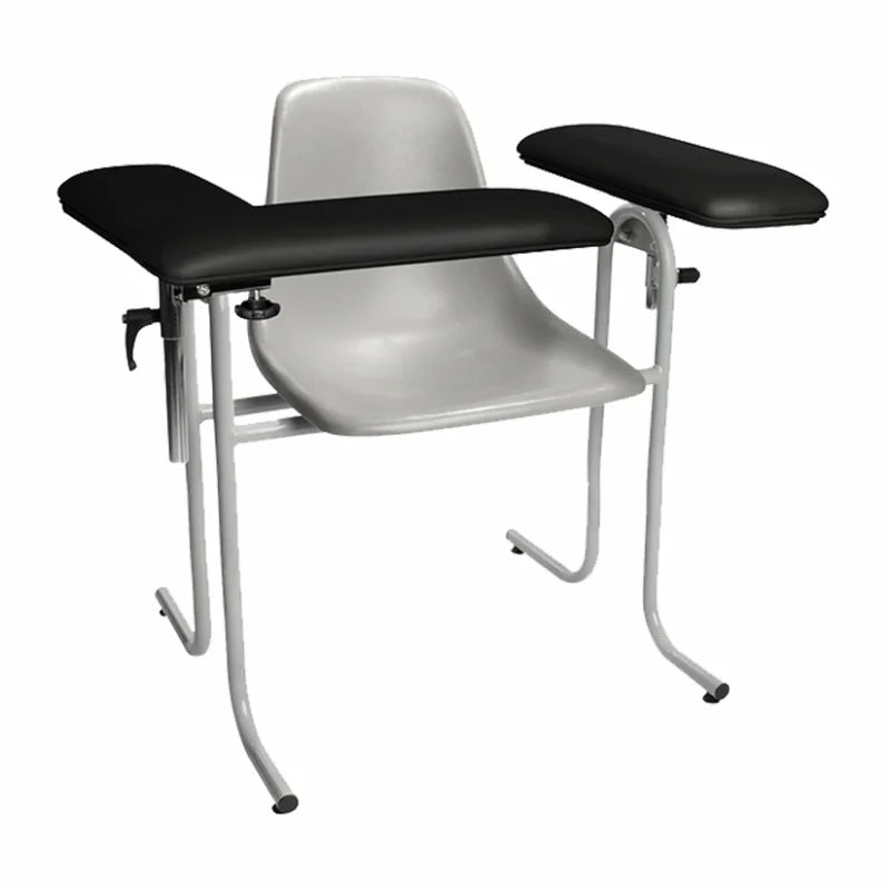 Dukal Blood Draw Chair Plastic Seat Upholstered Flip Arm Black medical supply