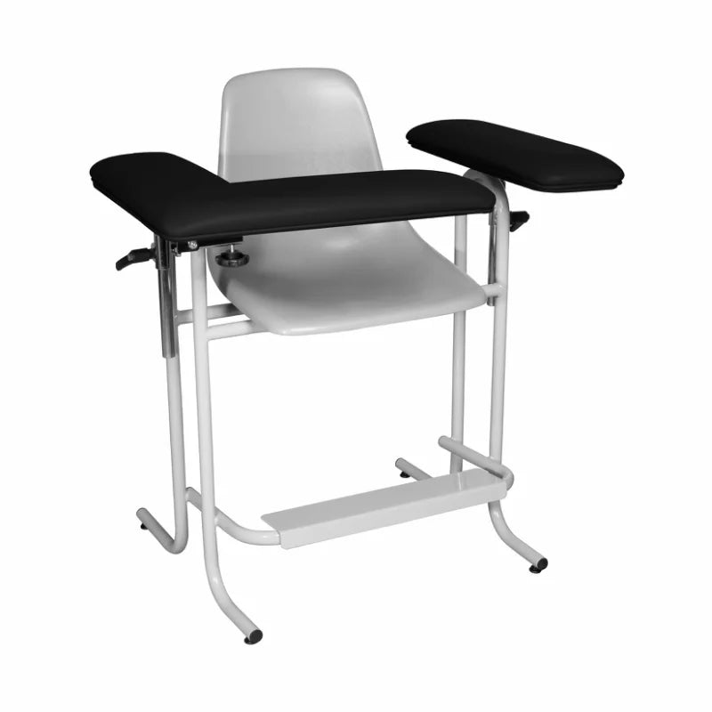 Dukal Tall Blood Draw Chair Plastic Seat Upholstered Flip Arm Black medical supply
