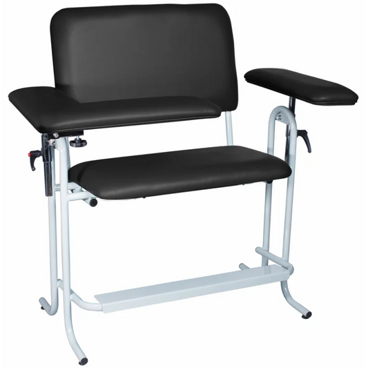 Blood Draw Chair, Tall, Bariatric, Upholstered, with Flip Arm (4386XF-BLK), Black