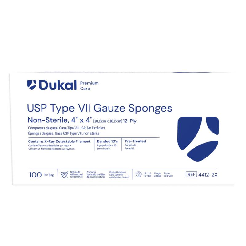 Dukal Premium Care X-Ray Detectable Gauze Sponges 12-Ply 4 inch x 4 inch medical supply