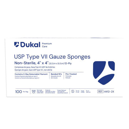 Dukal Premium Care X-Ray Detectable Gauze Sponges 12-Ply 4 inch x 4 inch medical supply