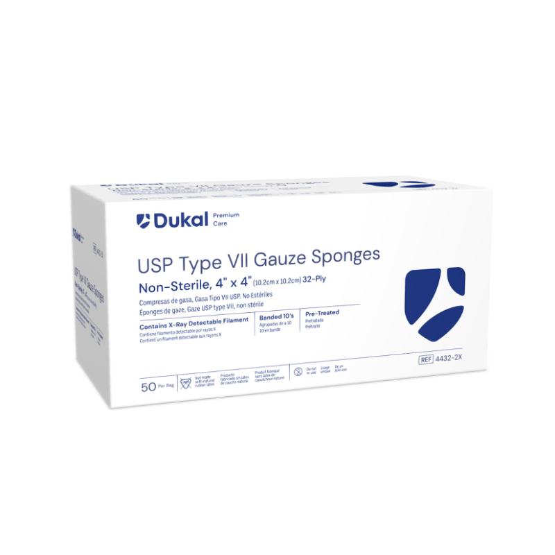 Dukal Premium Care X-Ray Detectable Gauze Sponges 32-Ply 4 inch x 4 inch medical supply