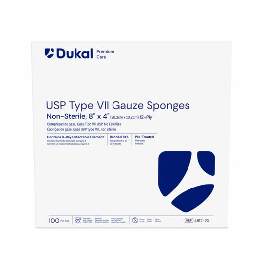 Dukal Non-Sterile X-Ray Detectable Type VII Gauze Sponges 8" x 4" 12-Ply medical supply