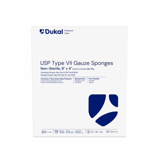 Dukal Non-Sterile X-Ray Detectable Type VII Gauze Sponges 8" x 4" 24-Ply medical supply