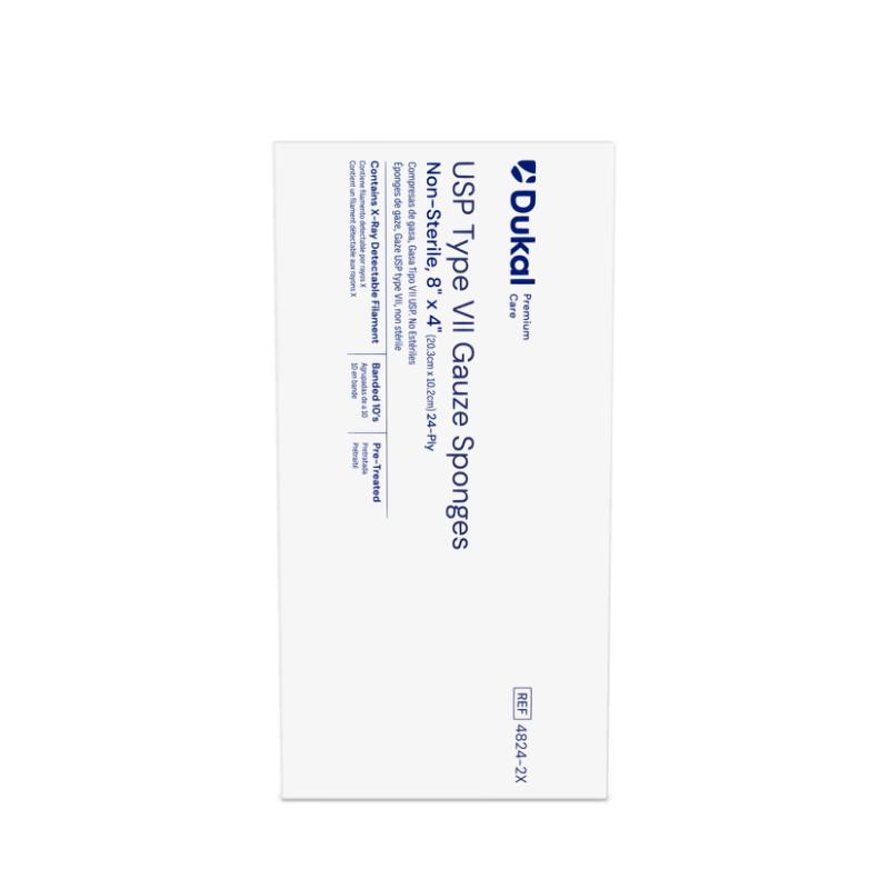 Dukal Non-Sterile X-Ray Detectable Type VII Gauze Sponges 8" x 4" 24-Ply medical supply
