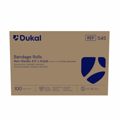Dukal Fluff Cotton Gauze Bandage Roll 4.5 inch x 4.1 yds 6-Ply medical supply