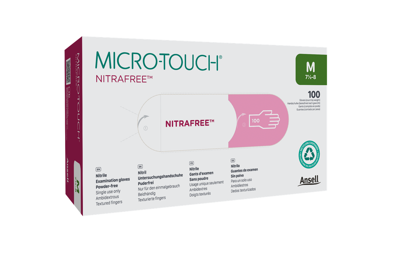 Ansell Micro-Touch Nitrafree Nitrile Exam Gloves X-Small Pink Case medical supply
