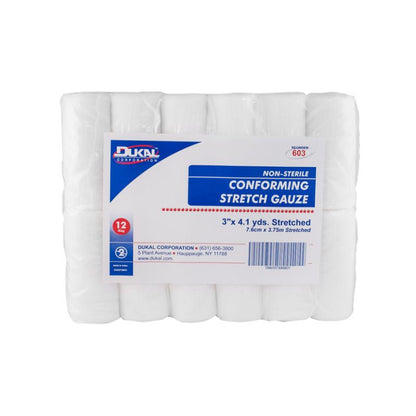 Dukal Non-Sterile Conforming Stretch Gauze 3 inch x 4.1 yds 96 Case medical supply