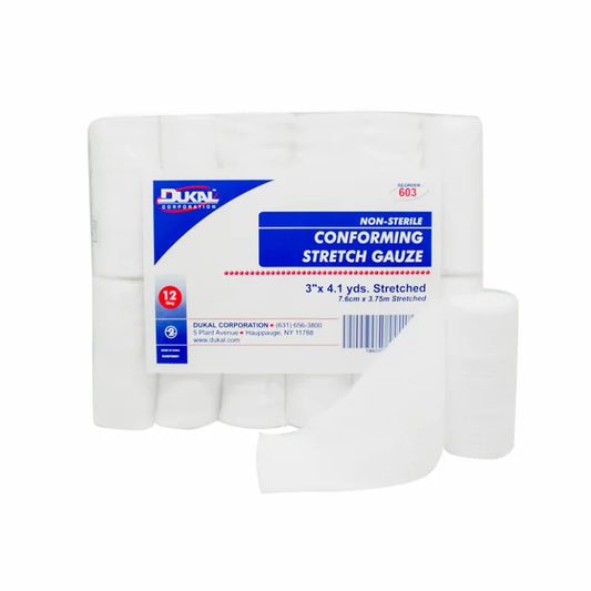 Dukal Non-Sterile Conforming Stretch Gauze 3 inch x 4.1 yds 96 Case medical supply