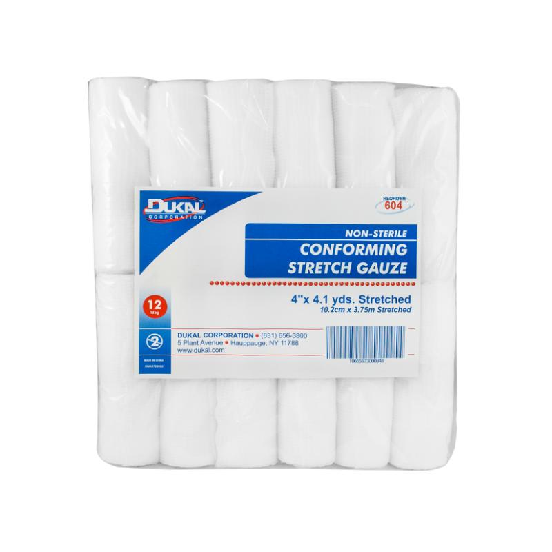 Dukal Non-Sterile Conforming Gauze Roll 4 inch x 4.1 yds 96 Case medical supply