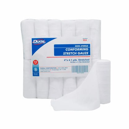 Dukal Non-Sterile Conforming Gauze Roll 4 inch x 4.1 yds 96 Case medical supply