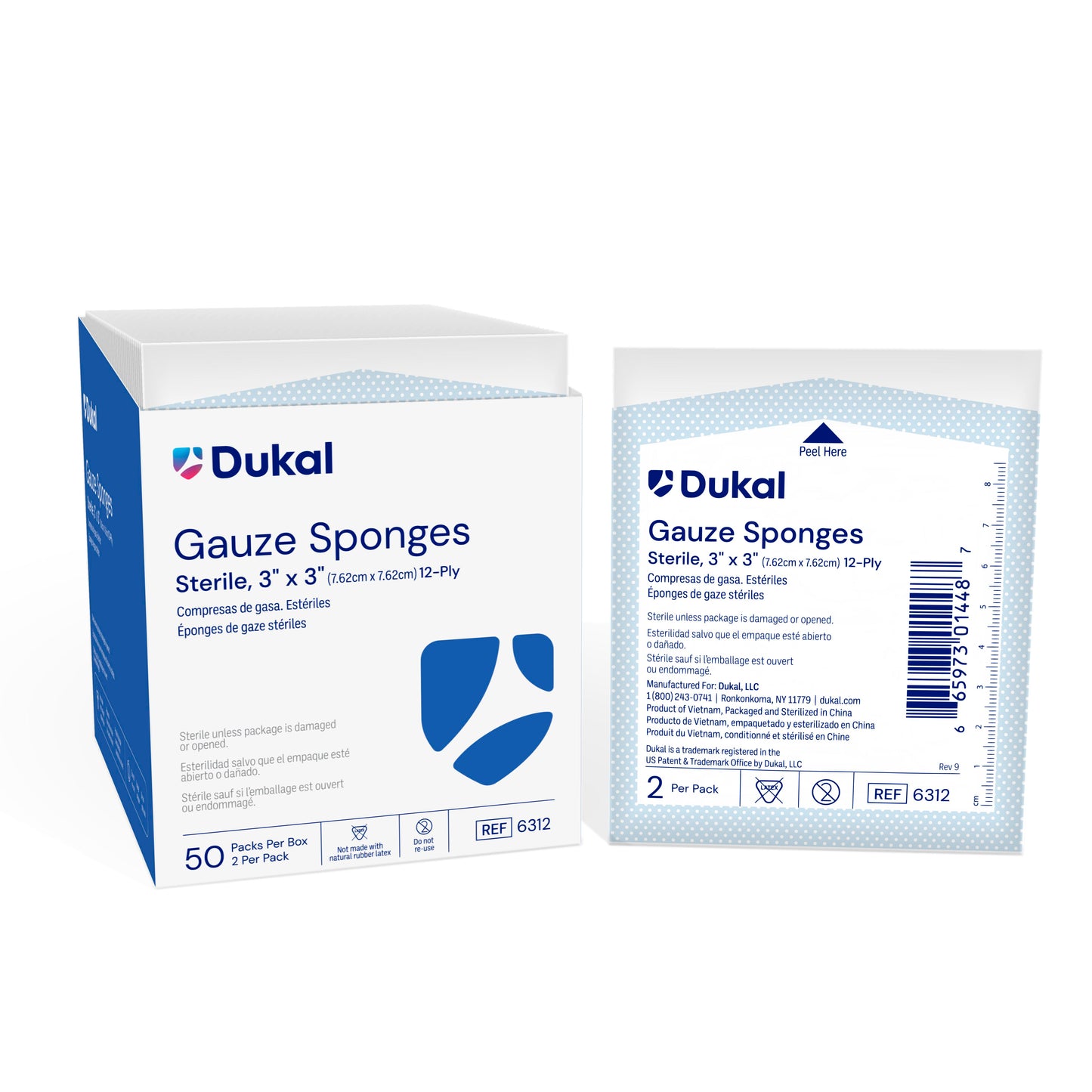 Dukal Sterile Gauze Sponges 12-Ply 3 x 3 inch medical supply