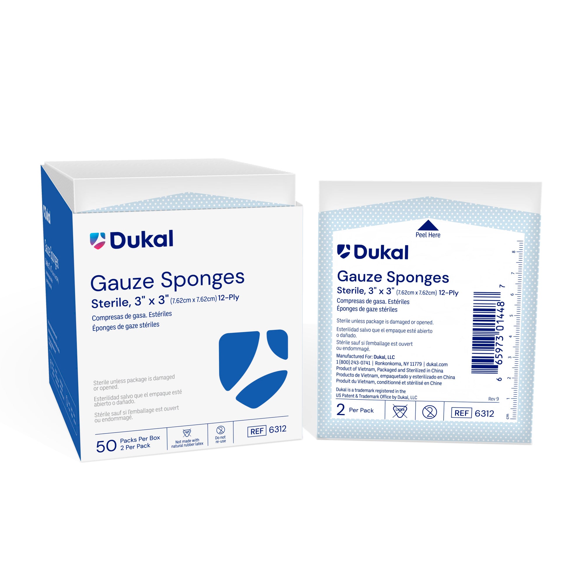 Dukal Sterile Gauze Sponges 12-Ply 3 x 3 inch medical supply