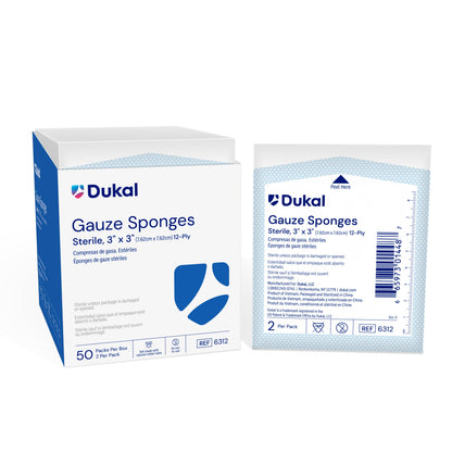 Dukal Sterile Gauze Sponges 12-Ply 3 x 3 inch medical supply
