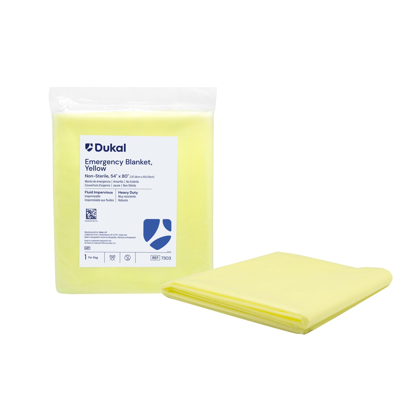 Dukal Emergency Blanket 54 x 80 in Yellow medical supply