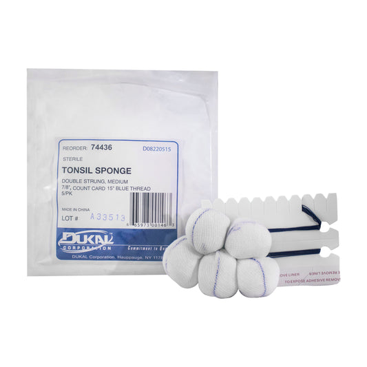 Dukal Sterile Tonsil Sponges Double Strung 7/8 inch Medium medical supply
