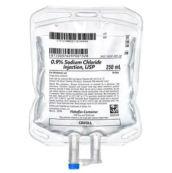 Grifols 0.9% Sodium Chloride 250 mL Fleboflex Case of 28 medical supply