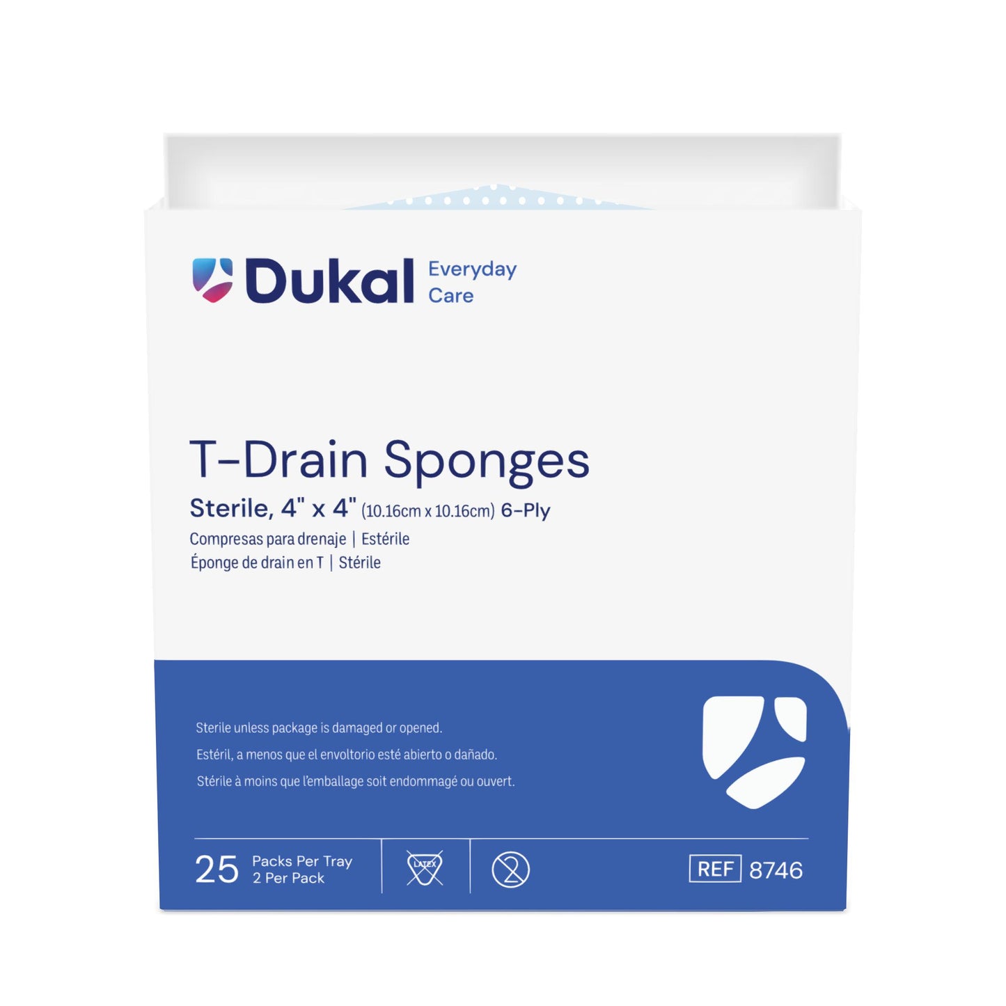Dukal Everyday Care T-Drain Sponges 4 x 4 in 6-Ply Sterile medical supply