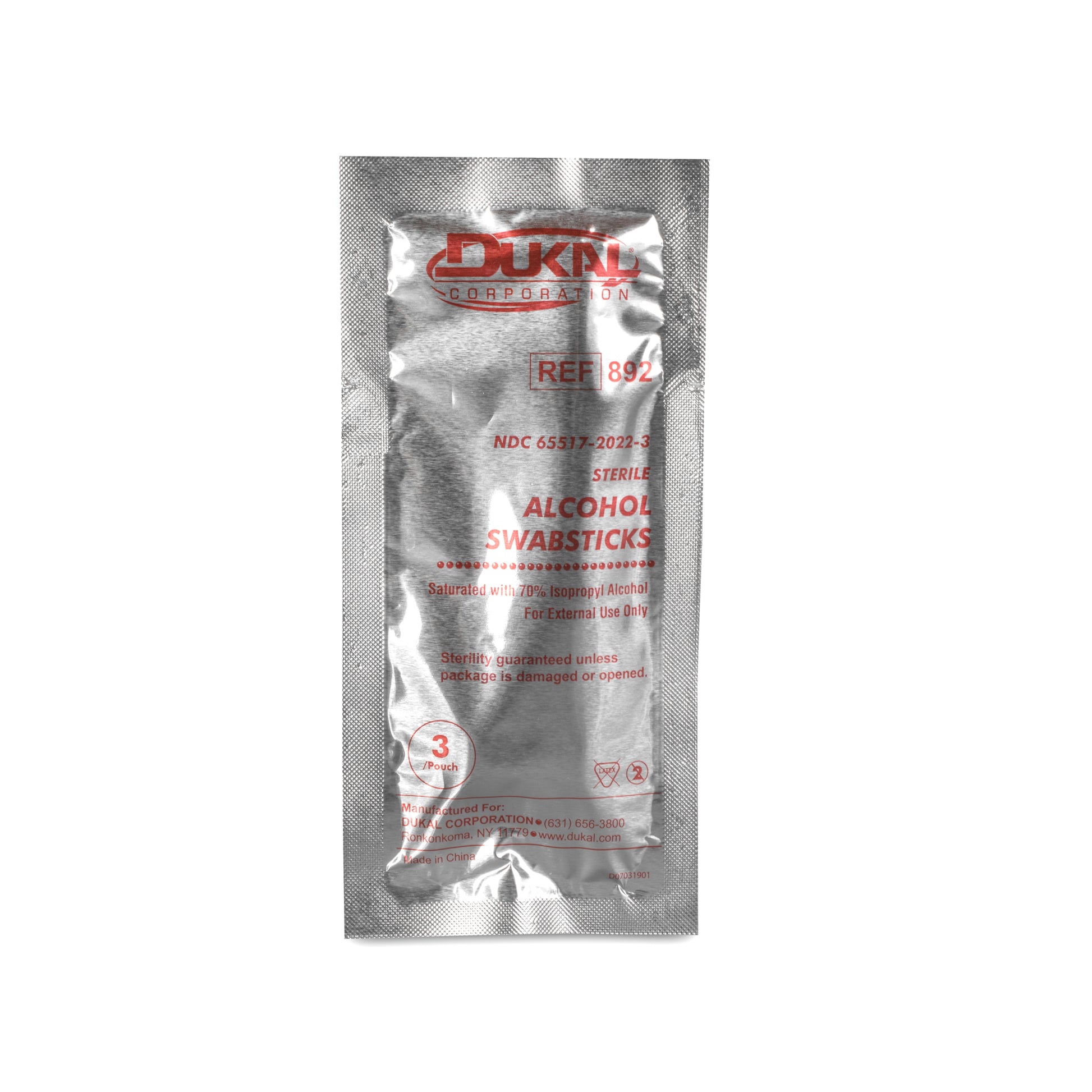 Dukal Alcohol Swabstick 3's Case of 500 medical supply