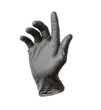 First Glove 8 Mil Nitrile Industrial Gloves, Diamond Textured, Black, Small (9101) medical supply