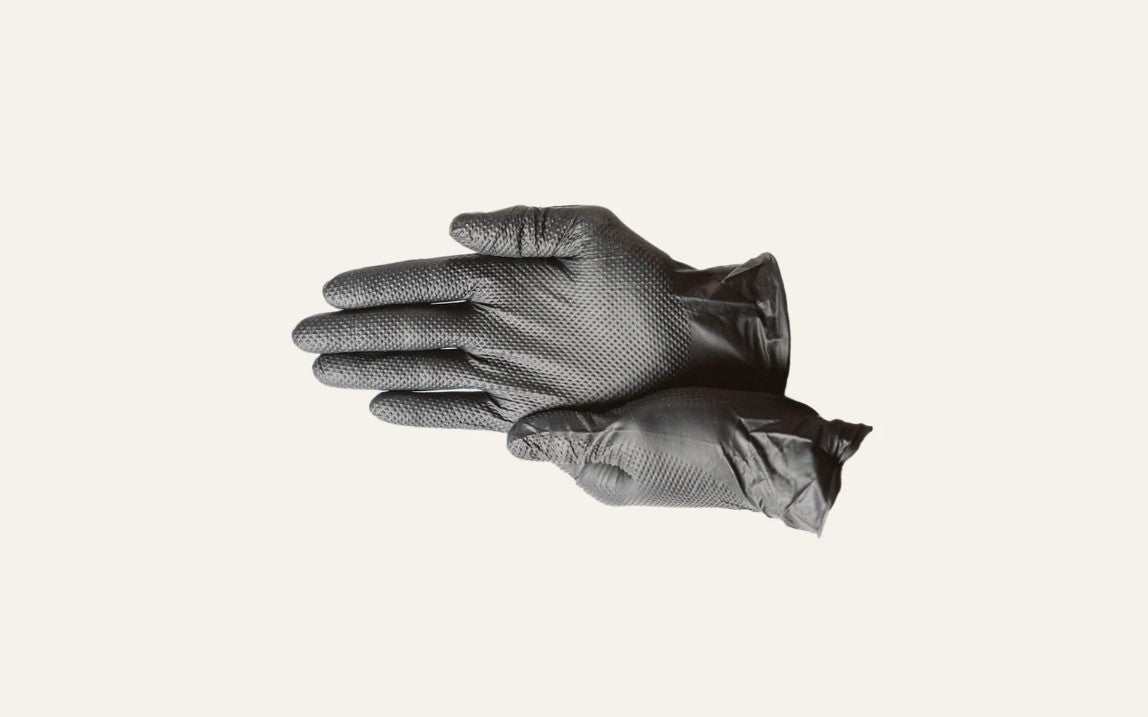 First Glove 8 Mil Nitrile Industrial Gloves, Diamond Textured, Black, Small (9101) medical supply