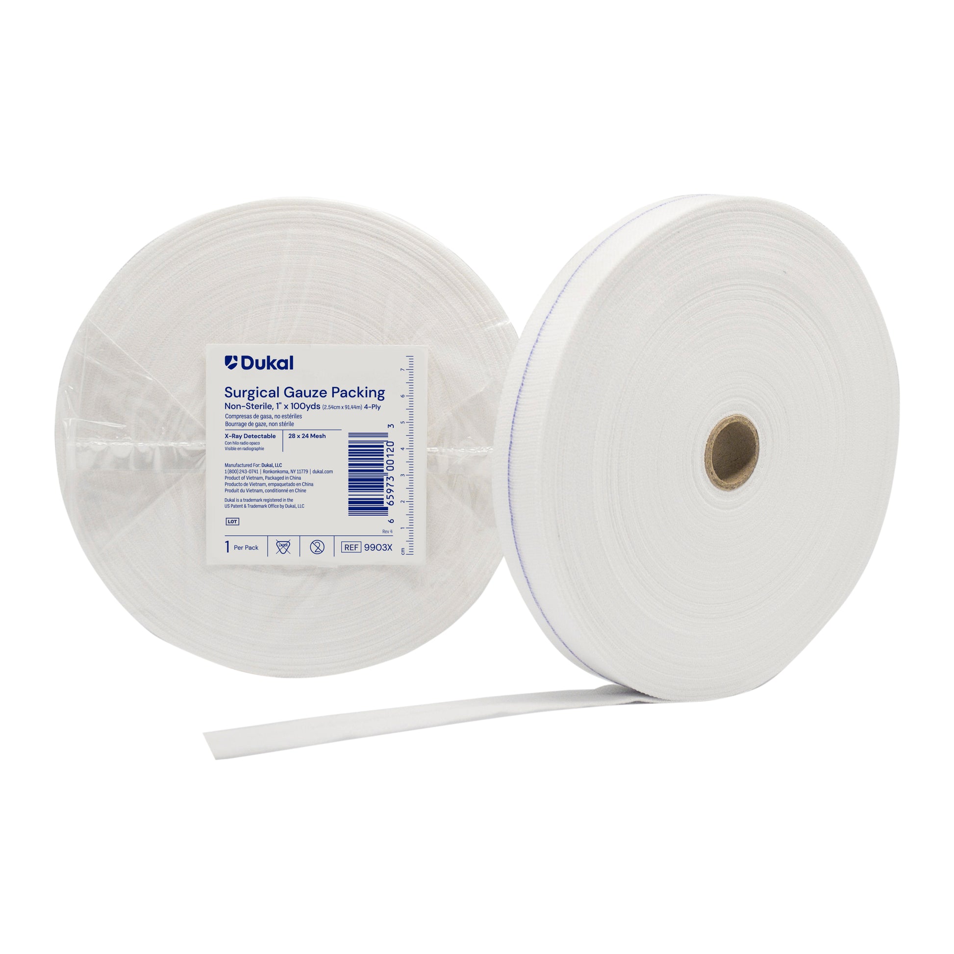 Dukal Gauze Packing Roll 4-Ply 1 inch x 100 yds medical supply