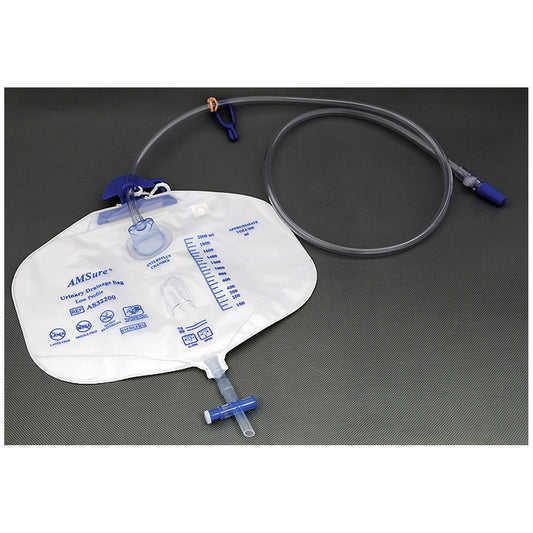Amsino Drainage Bag 2000mL Anti-Reflux Device Single Hook Case medical supply