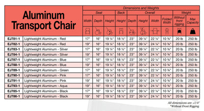 Everest & Jennings Lightweight Aqua 19in Seat transport chair medical supply