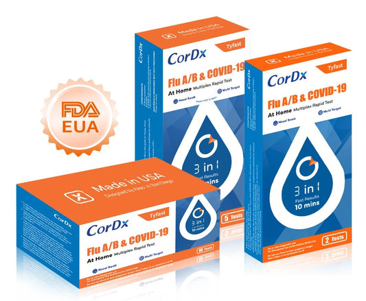 CorDx Tyfast Flu A/B COVID-19 Rapid Test 10 Display Boxes medical supply