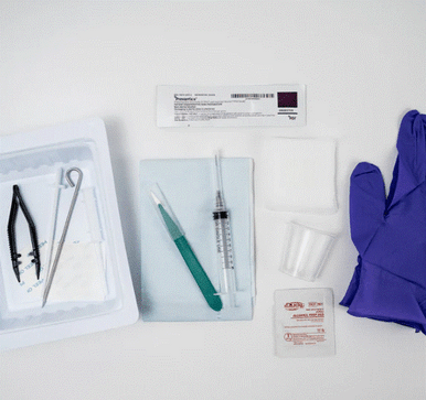 Trocar Supplies 3.2mm Stainless Steel Trocar Kit Chlorascrub Tegaderm Medium Glove medical supply