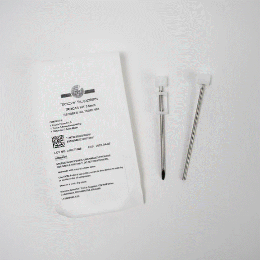 Trocar Supplies 3.5mm Stainless Steel Disposable Trocar Long Shaft Case of 20 medical supply