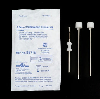 Trocar Supplies 3.5mm Stainless Steel Diamond Tip Disposable Trocar Case of 20 medical supply