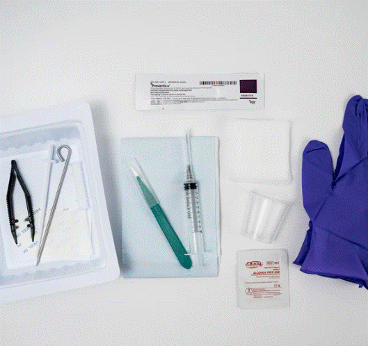 Trocar Supplies 3.2mm Stainless Steel Sharp Trocar Kit Chlorascrub Tegaderm Large Glove medical supply