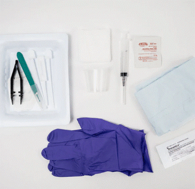 Trocar Supplies 3.2mm Resin Trocar Wrapped Kit Chlorascrub Tegaderm Medium Glove medical supply
