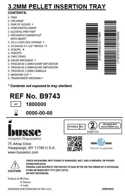Trocar Supplies 3.2mm Resin Trocar Wrapped Kit Chlorascrub Tegaderm Medium Glove medical supply