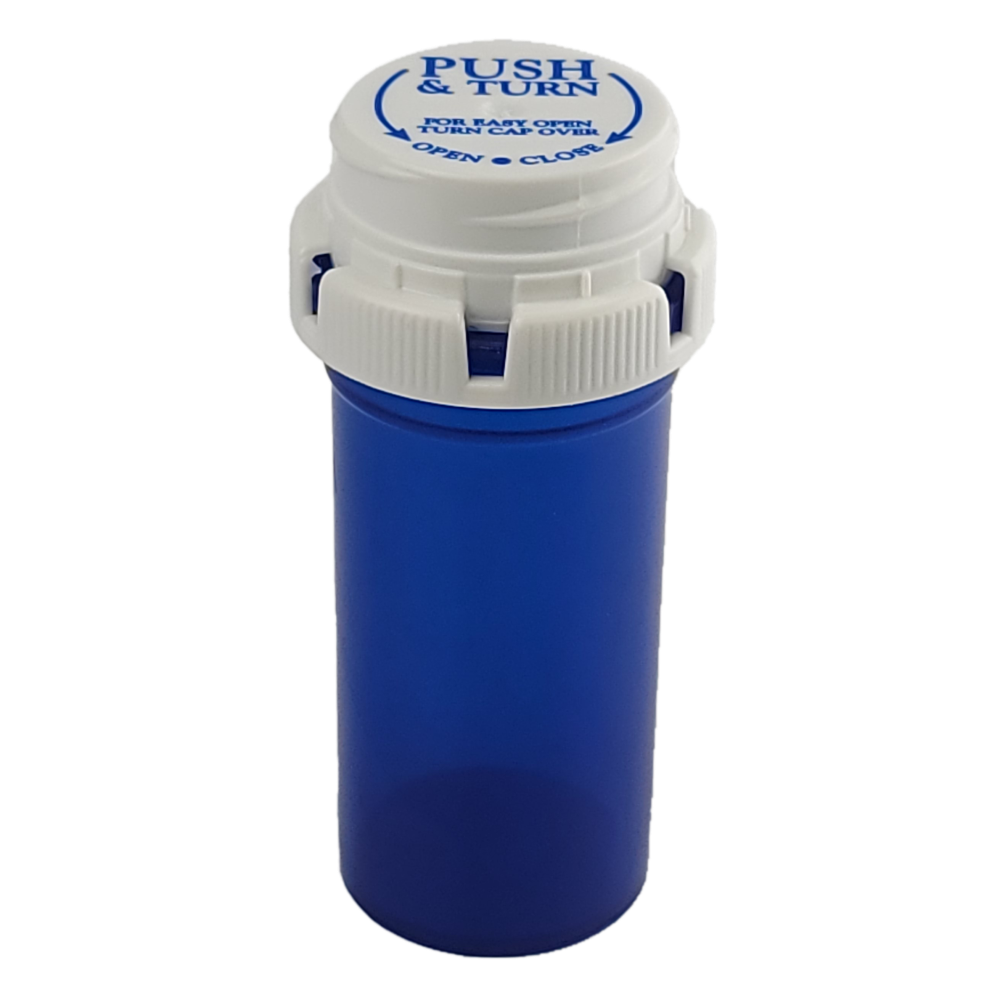 Blue Strata Vials, with Reversible Child Resistant Cap, 11 dr (RXSB11)