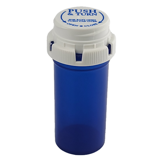 Blue Strata Vials, with Reversible Child Resistant Cap, 11 dr (RXSB11)