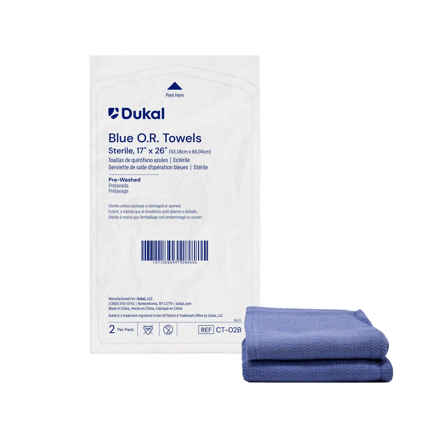 Dukal Sterile OR Towels 2/Pack 17x26 Blue medical supply