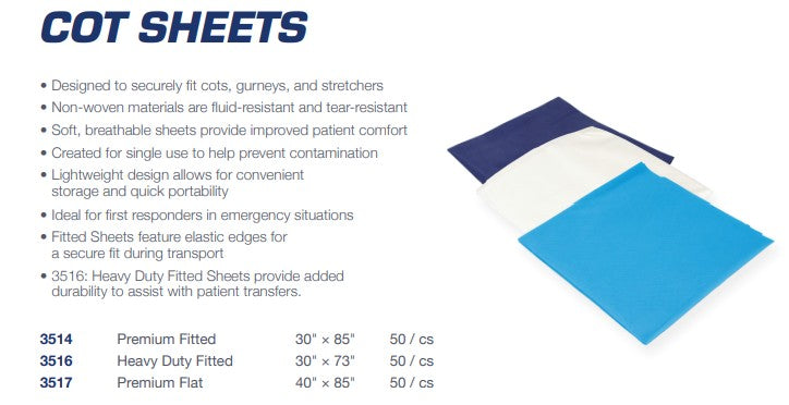 Dynarex Premium Flat Cot Sheet 40 inch x 85 inch Case of 50 medical supply