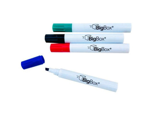 BigBox Dry Erase Markers 4 Pack Assorted Chisel Tip Case medical supply