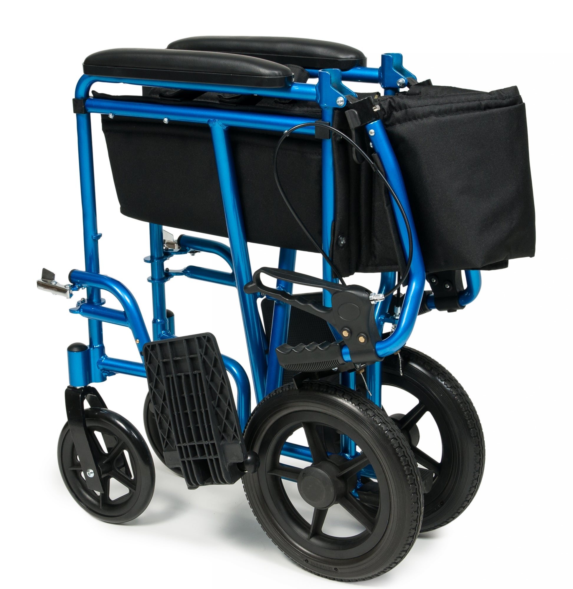 Deluxe Transport Chair, 12" Rear Wheel (EJ870-1), Blue