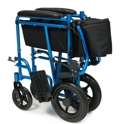 Deluxe Transport Chair, 12" Rear Wheel (EJ870-1), Blue