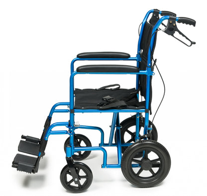 Deluxe Transport Chair, 12" Rear Wheel (EJ870-1), Blue