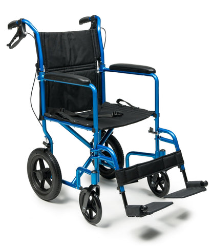 Deluxe Transport Chair, 12" Rear Wheel (EJ870-1), Blue