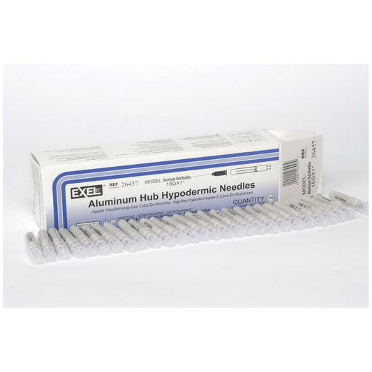 Exel Corporation Aluminum Hub Hypodermic Needle 16G x 1 Veterinary Box of 100 medical supply