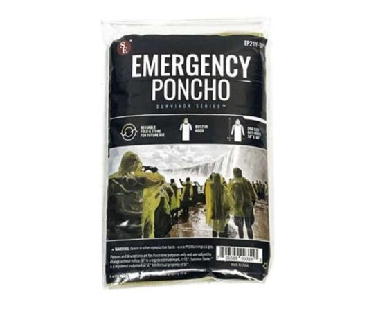 SE Yellow Emergency Poncho 50 x 40 in 200/Case medical supply