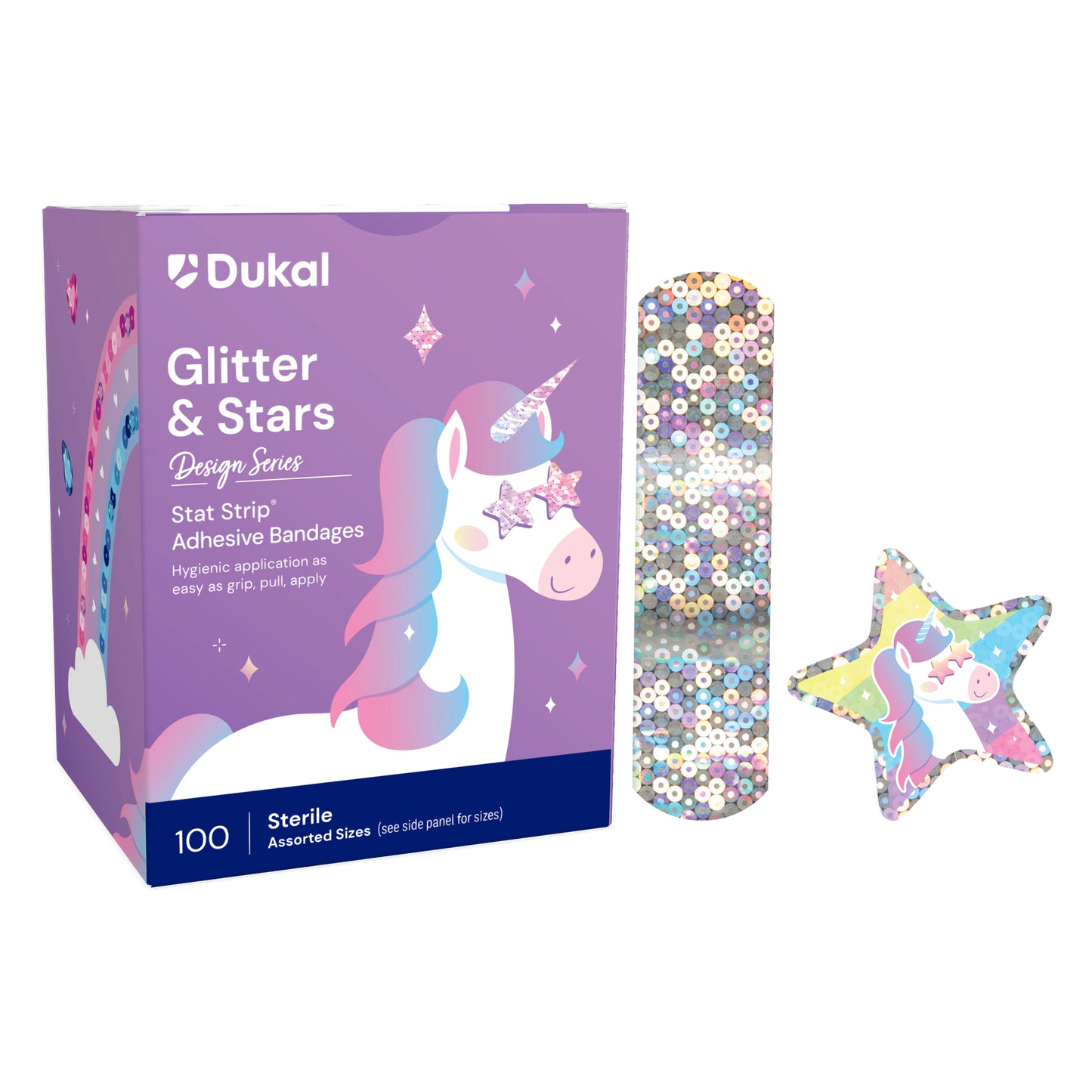 American White Cross Glitter & Stars Adhesive Bandages 3/4 x 3 inch Case medical supply